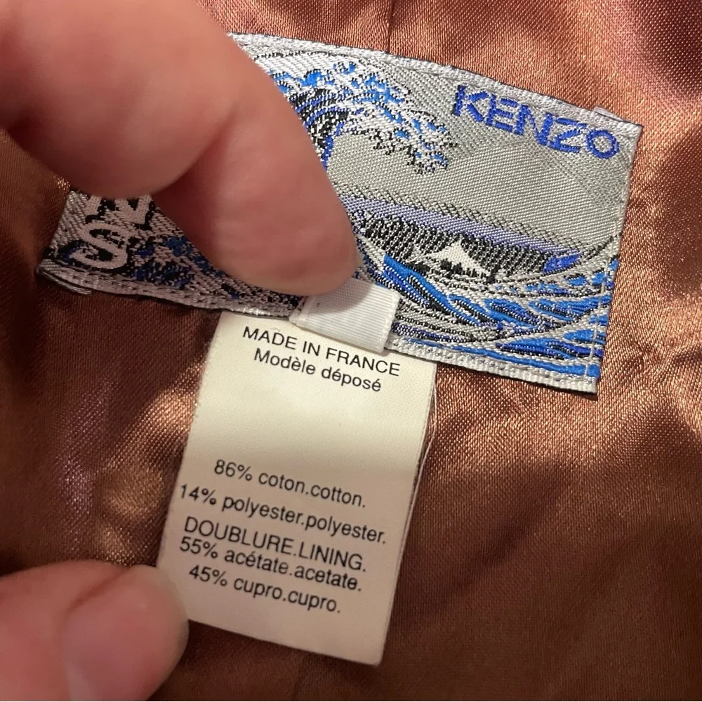 Rare KENZO JEANS 90s Velvet Collage Print Jacket Great Wave Hokusai Label FR 40 - Picture 4 of 10